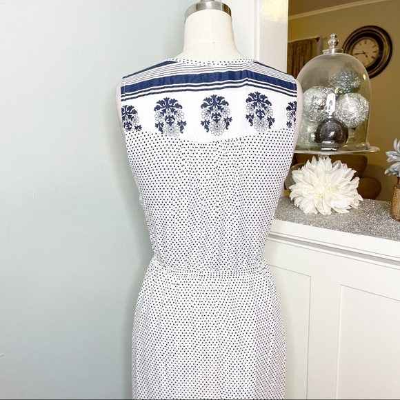 Lucky Brand Polka Dot MIDI Sleeveless Tunic Dress Navy & White Medium - Picture 7 of 11
